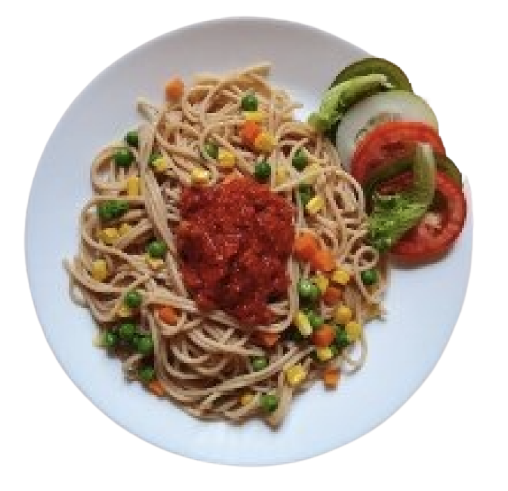 pasta with neapolitan sauce and vegetables